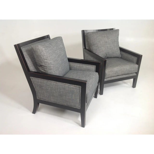 Modern Modern Robert Allen Chenille Lounge Chairs - a Pair For Sale - Image 3 of 5