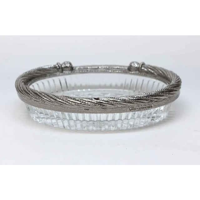 Olde New Stock Nickel Plated Glass Soap Dish For Sale - Image 4 of 11