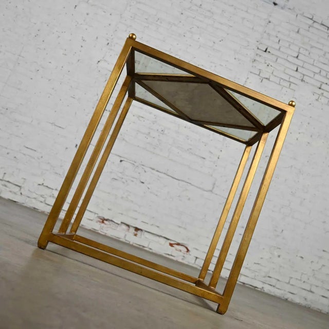 Early 21st Century Chelsea House Jamie Merida Collection Iron Antique Gold Leaf Harlequin Side Table For Sale - Image 5 of 18