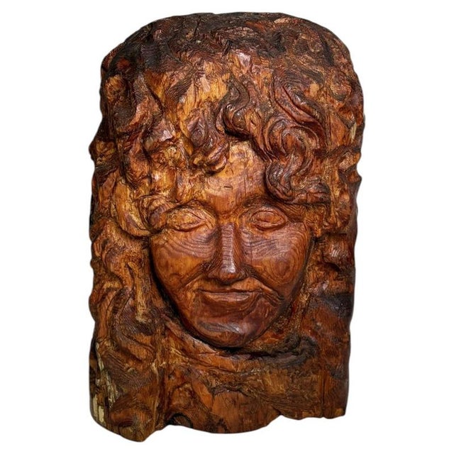 Sculpture of a Head in Wood, France, 1960s For Sale - Image 13 of 13