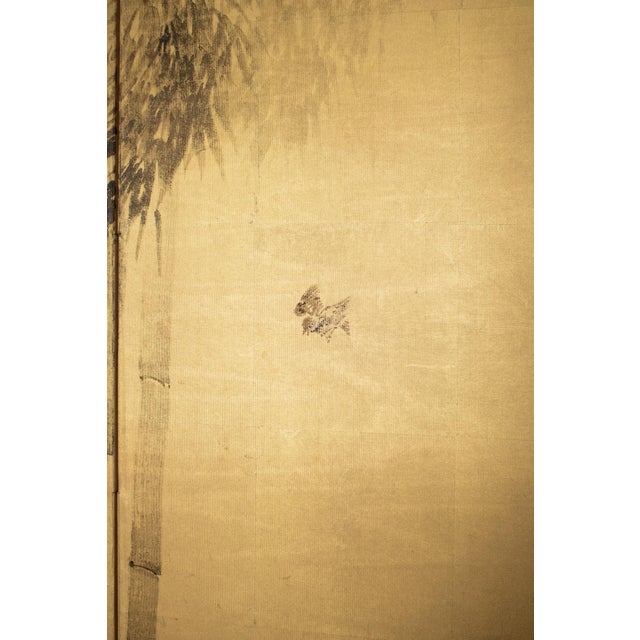 1970s Shōwa Era Japanese Byobu Screen, "Sparrows at Bamboo Forest" For Sale In Dallas - Image 6 of 18