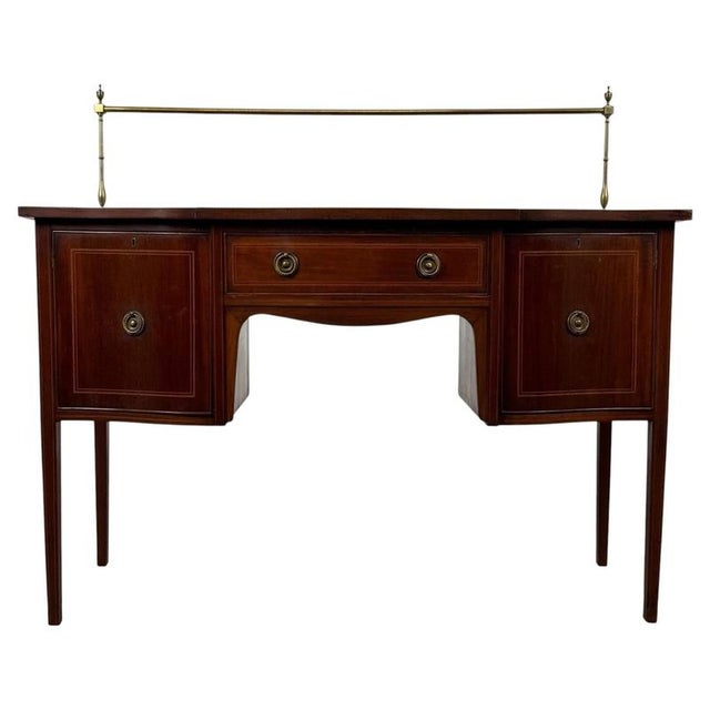 20th Century English Inlaid Mahogany Sideboard with Brass Gallery For Sale - Image 13 of 13