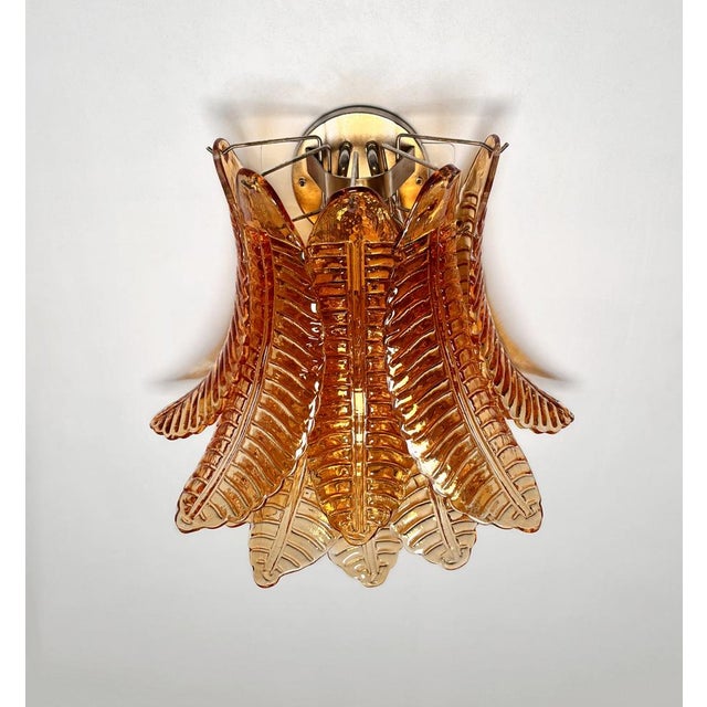 Vintage Murano Six-Tier Felci Wall Sconces in Amber Glasses, 1990s, Set of 2 For Sale - Image 8 of 18