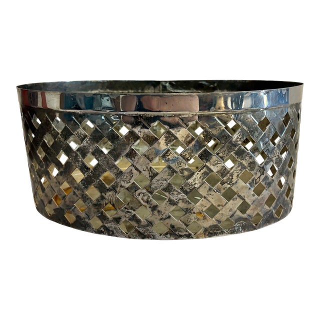 Vintage International Silver Pierced Silverplate Oval Basket For Sale