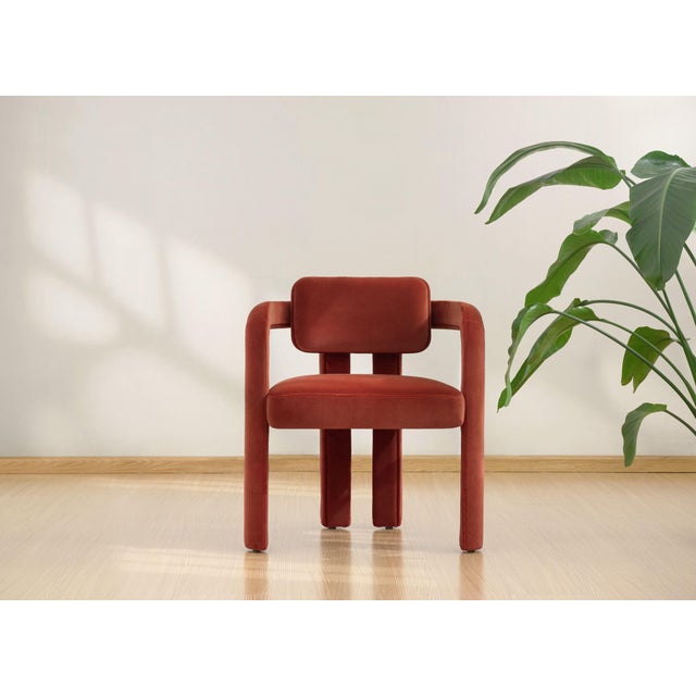 Double Arch Dining Chairs in Crimson Red Cotton Velvet from Insidherland, Set of 10 For Sale - Image 9 of 16
