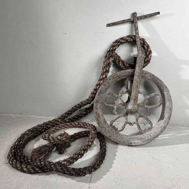 Industrial Antique Meiji Era Metal Pulley, Japan For Sale - Image 3 of 13