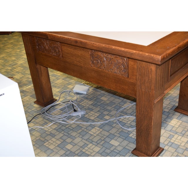 Brown 1940s Vintage Victorian Table or Kitchen Island With Marble Insert For Sale - Image 8 of 9