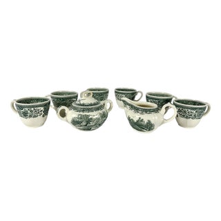 Coffee Serving Set in Green Burgenland from Villeroy & Boch, 1980s, Set of 9 For Sale
