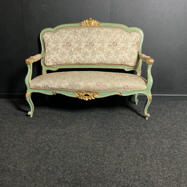Green Vintage French Sofa in Wood, 1965 For Sale - Image 8 of 8