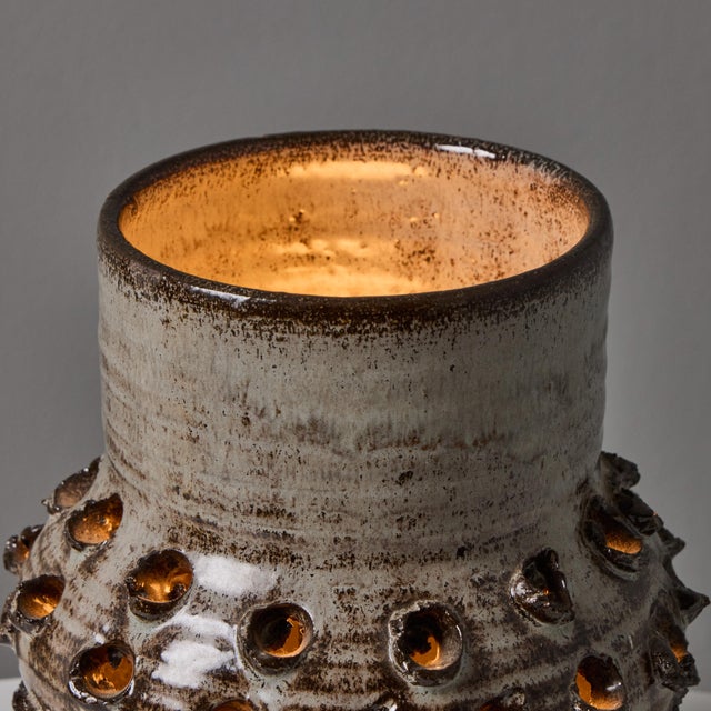 1970s Erik Glud Studio Crafted Stoneware Footed Table Lamp For Sale - Image 14 of 18