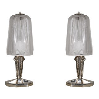 French Art Deco Table Lamp by Muller Freres & Cherrier Et Besnus 1930s - A Pair For Sale