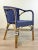 Wood Modern Blue and White Vinyl Bamboo Arm Chair For Sale - Image 7 of 7