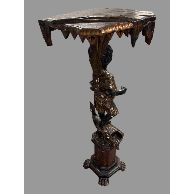 Antique 44" Blackamoor Figural Hand Carved Venetian Painted Table Pedestal Stand For Sale - Image 4 of 11