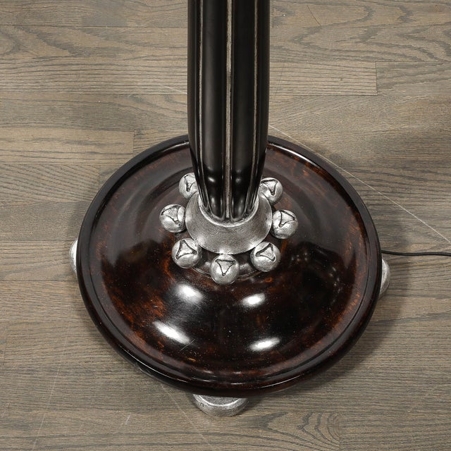 Art Deco Skyscraper Style Frosted Rose Glass Torchiere W/ Stylized Cubist Detail For Sale - Image 9 of 12