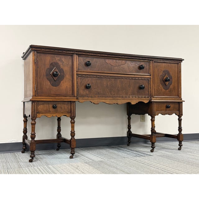 Large Jacobean Style Antique Sideboard / Credenza ~ Great as Tv Stand For Sale - Image 12 of 13