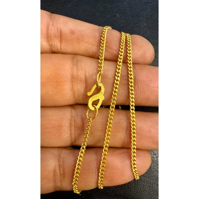 24 Karat Pure Gold Hand Made Yellow Gold Chain Necklace, 8 Gm, 16 Inch For Sale - Image 14 of 18