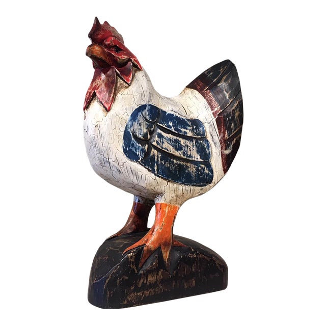 Handmade Carved Wooden Rooster Figurine Chairish