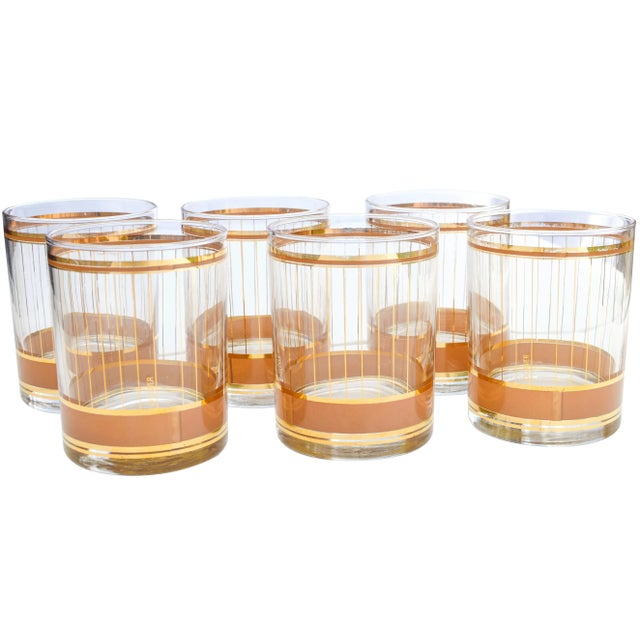 Mid 20th Century Vintage Rocks Glasses with Gold-Motif- Set of 6 For Sale - Image 5 of 5
