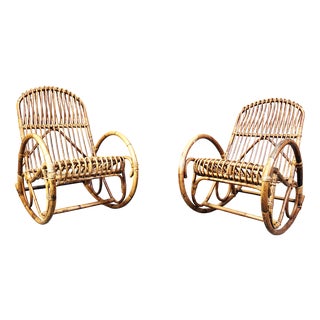 Vintage Bamboo Rocking Chair, 1960s, Set of 2 For Sale