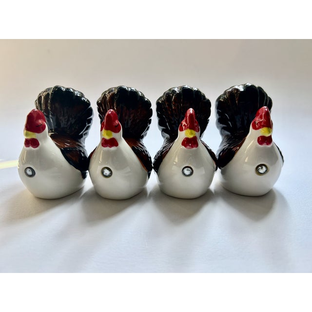 Late 20th Century 1970s Magnetic Glazed Ceramic Turkey Salt & Pepper Shakers - Set of 4 For Sale - Image 5 of 18