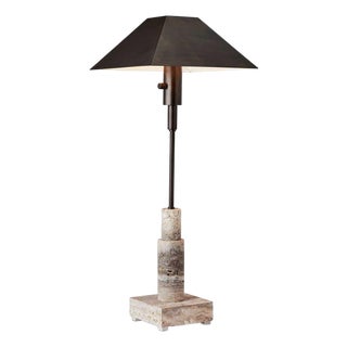 Travertine/Bronze Lamp For Sale