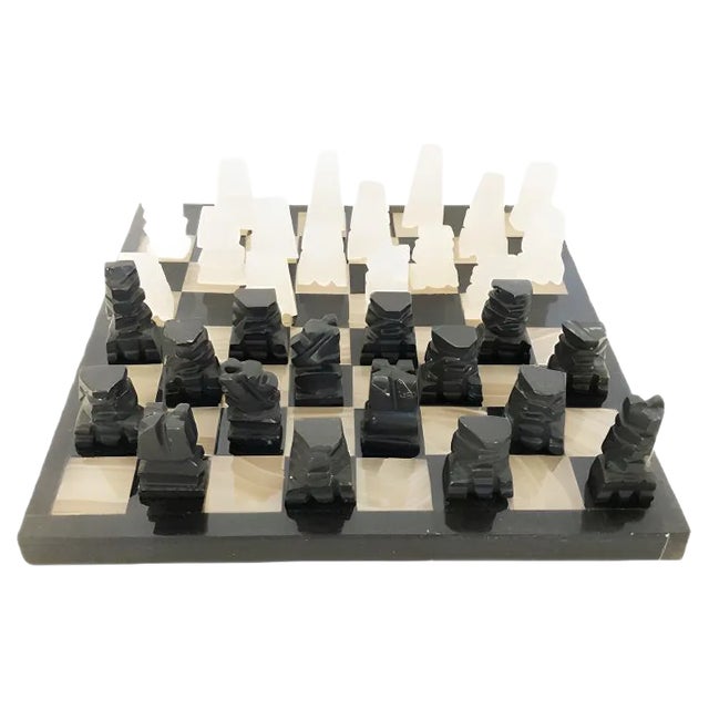 Vintage Alabaster Chessboard, 1950s For Sale
