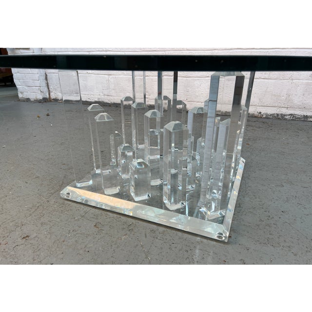 Glass Mid-Century Hollis Jones "Skyscraper" Style Lucite Coffee Table W/ Glass Top For Sale - Image 7 of 9