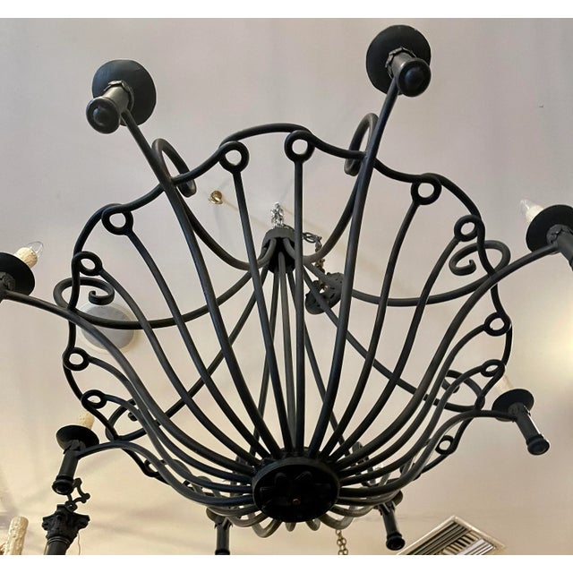 2000 - 2009 Ebanista Spanish Colonial Wrought Iron Chandelier - Famous Estate For Sale - Image 5 of 6