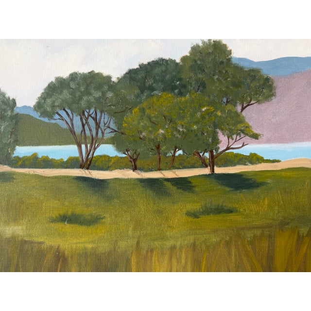 1980s 1980s Vintage Impressionist Landscape Oil on Canvas Painting, Wood Framed For Sale - Image 5 of 12