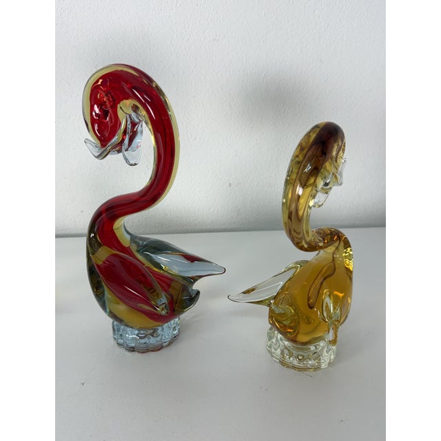 Swans in Submerged Polychrome Murano Glass in the style of Cenedese, 1970, Set of 4 For Sale - Image 10 of 18