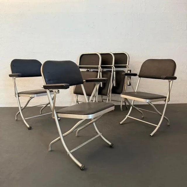 Mid-Century Modern Set of 6 Machine Age Folding Lounge Chairs by Warren McArthur For Sale - Image 3 of 10