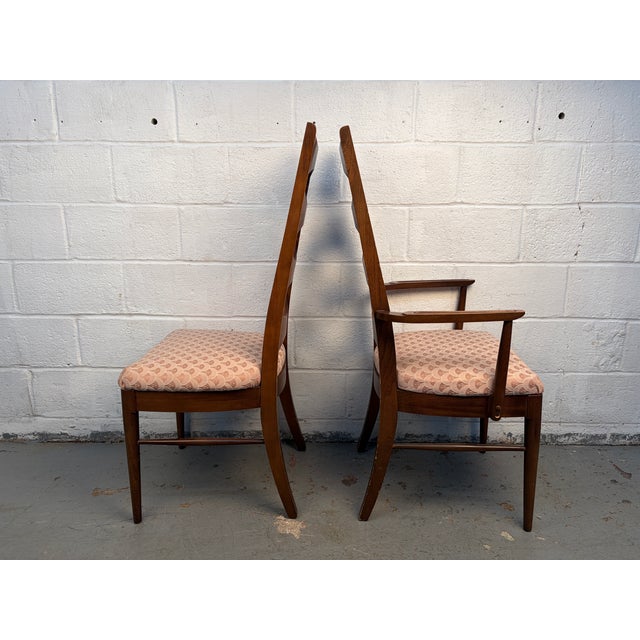 Mid 20th Century Set of Six Mid-Century Upholstered Walnut Dining Chairs by Thomasville For Sale - Image 5 of 17