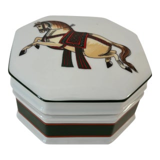 Philippe Deshoulieres for Sophie D’E Limoges Signed Porcelain Horse Trinket Box For Sale