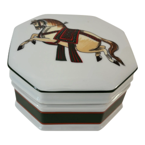 Philippe Deshoulieres for Sophie D’E Limoges Signed Porcelain Horse Trinket Box
