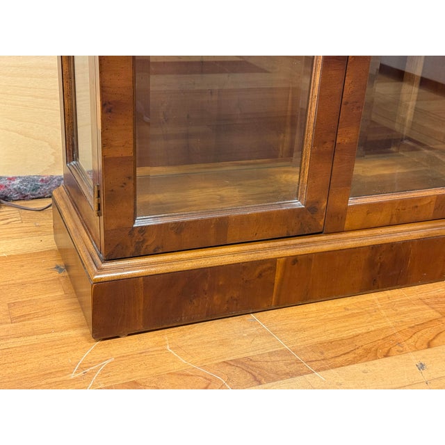 Vintage Henredon Burl Wood Double Lighted Curio China Cabinet For Sale - Image 11 of 12
