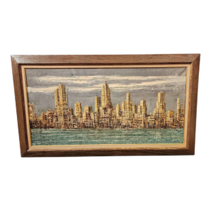 Mid Century Modern, Skyline Original Oil Painting by Berte'