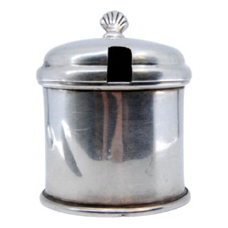 Plain Silver Compote Dish with Blue Glass Core Inside For Sale