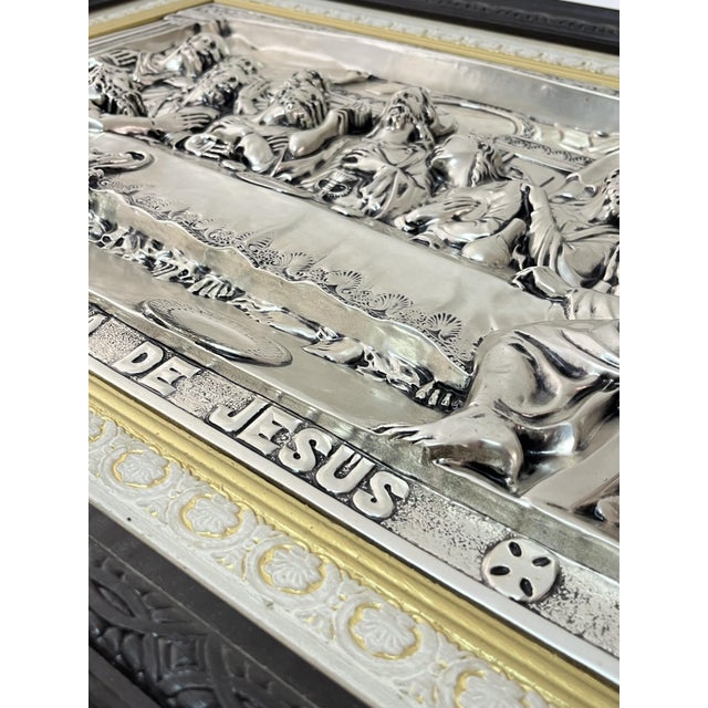 Large Plaque of Jesus' Last Supper in Plated Silver, Italy, 1960s For Sale - Image 9 of 14