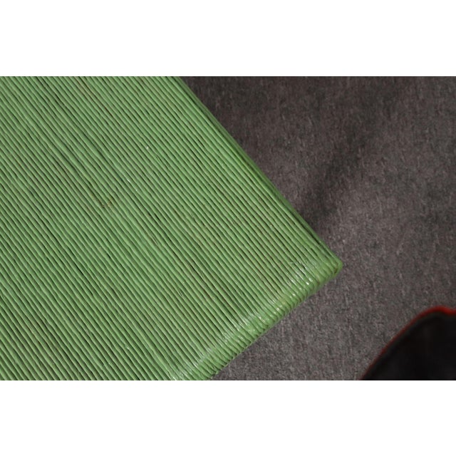 Vintage Mint Green Jute Wrapped Wooden Coffee / Cocktail Table For Sale - Image 17 of 18