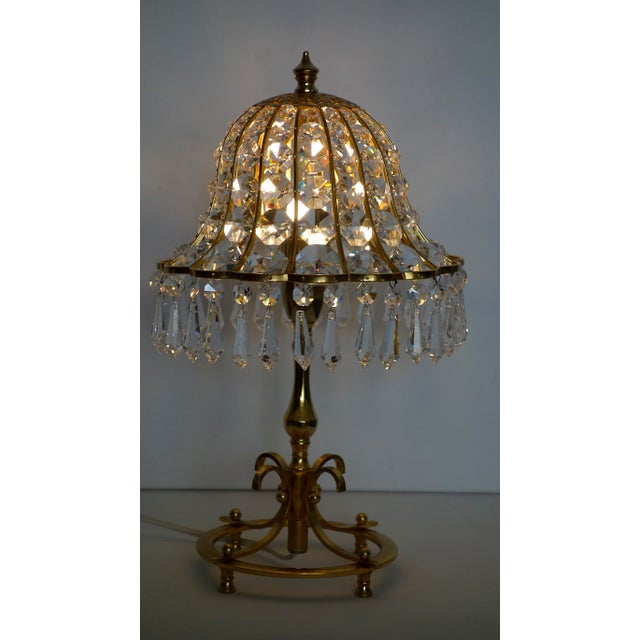 Swedish Brass and Lead Crystal Table Lamp, 1980s For Sale - Image 11 of 12
