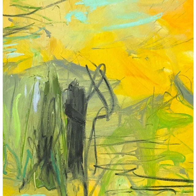 Contemporary "Golden Grass" Bt Trixie Pitts Large Abstract Expressionist Oil Painting For Sale - Image 3 of 11