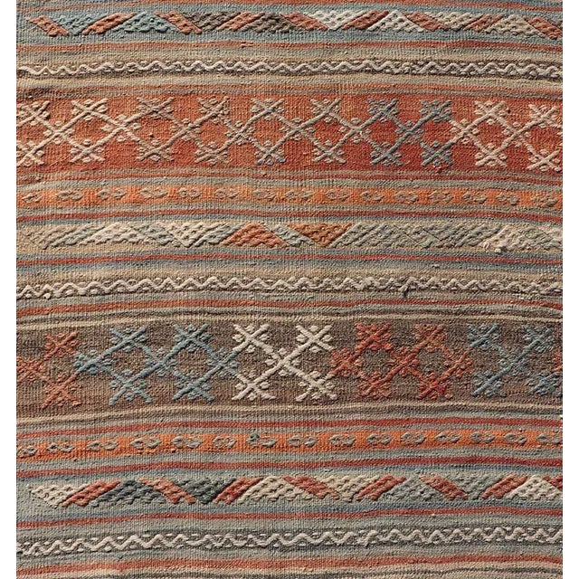 Mid 20th Century Mid 20th Century Turkish Vintage Kilim Runner With Horizontal Stripes in Bright Tones For Sale - Image 5 of 11