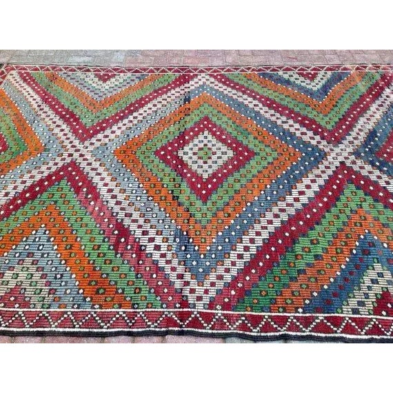 Vintage Handwoven Turkish Kilim Rug X For Sale - Image 4 of 6