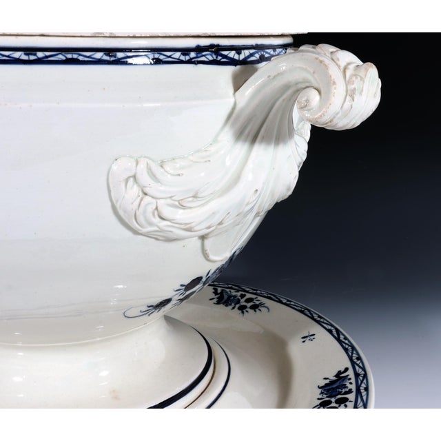Early 19th Century Nimy Belgian Faience Large Blue & White Chinoiserie Soup Tureen, Cover & Stand For Sale - Image 12 of 12
