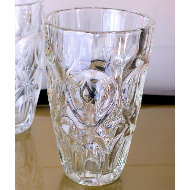 Very pretty and elegant pair of cut glass vases, made in France in the late 1960s.