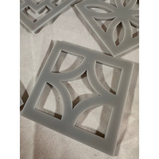 1980s Acrylic Cut Out Breeze Block Coasters - Set of 5 For Sale In Las Vegas - Image 6 of 8