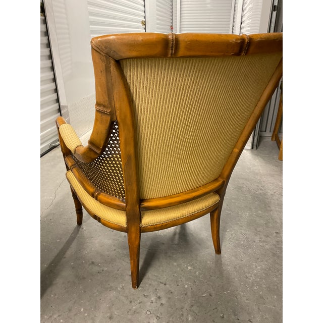 Yellow Pair of 1970s Giorgetti-Style Beech & Cane Lounge Chairs For Sale - Image 8 of 14