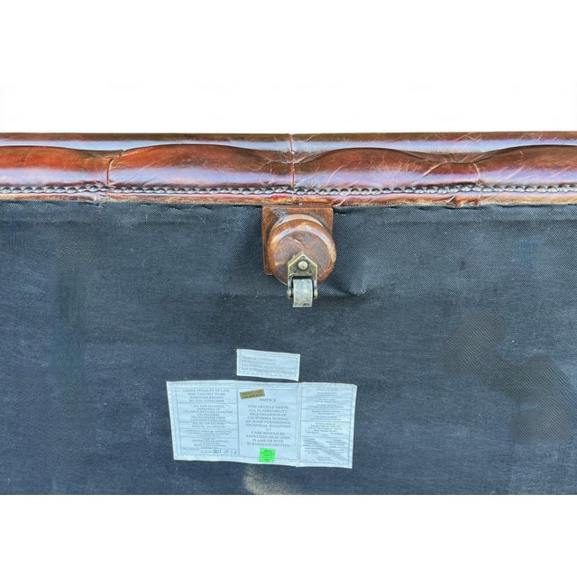 Restoration Hardware Chesterfield Cognac Leather Sofa With Brass Nailhead & Casters For Sale - Image 10 of 16