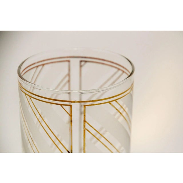 Transparent Vintage Art Deco Culver Gold Striped Set of 2 High Ball Tumblers For Sale - Image 8 of 13