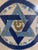 Striking vintage Judaica needlepoint featuring a richly detailed Star of David rendered in deep navy, sky blue, ivory and...